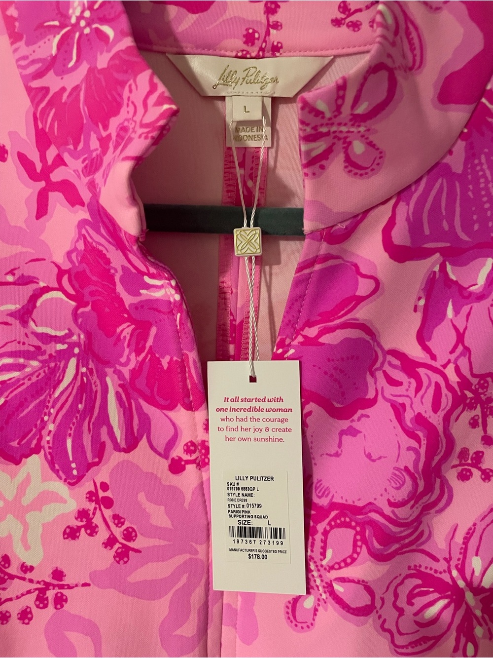 NWT Lilly Pulitzer Pink Floral Dress, size L